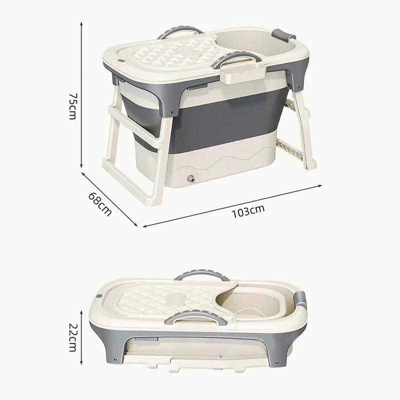 Modern Plastic Bathtub for Bathroom Simple Thickened Portable Folding Sitting Bath Steaming Household Portable