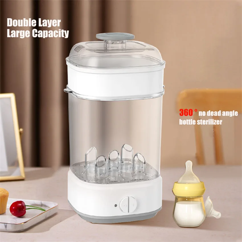 

Baby Feeding Bottle High Capacity Sterilizers Food Milk Warmers Bottle 360° Steam Sterilizer Electric Baby Bottle Sanitizer