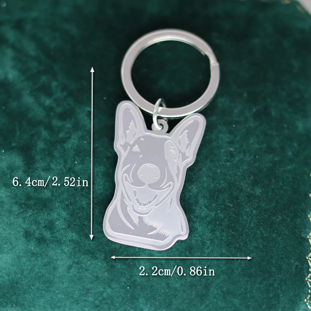 Stainless Steel Simple Bull Terrier Dog Keychain Jewelry Animal Dog Pet Lover Pendant Keychain