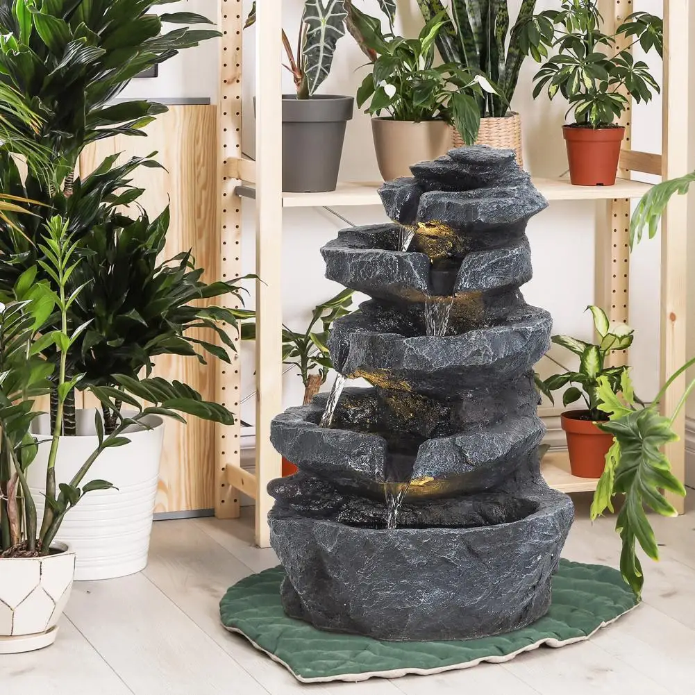 

2025 New Resin Decorative Fountains Indoor Water Fountains Craft Desktop Home Decor Rockery Figurines FengShui Water Fountain