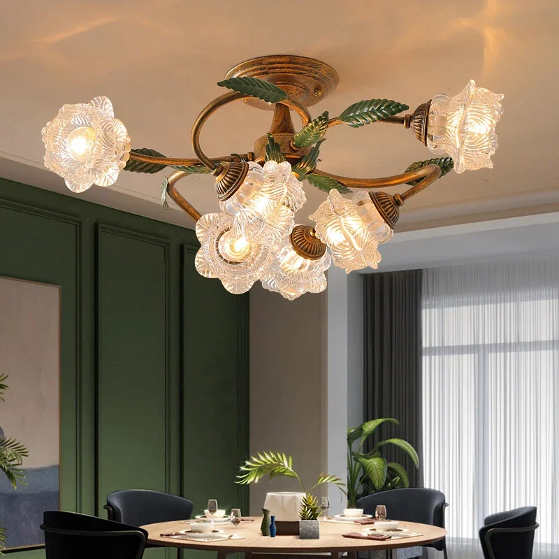 DLMH  American Pastoral Ceiling Light LED Creativity Flower Living Room Dining Room, Bedroom Home Decoration Lights