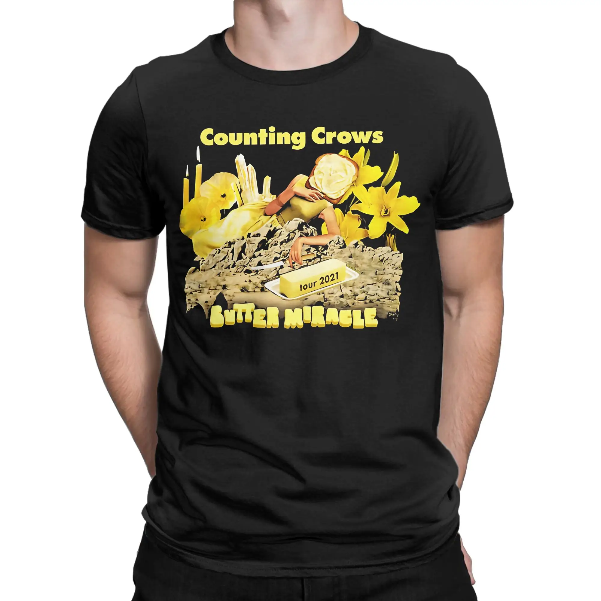 T-shirt 100% coton avec image amusante Butter Miracle, C-Counting Crows, pour hommes