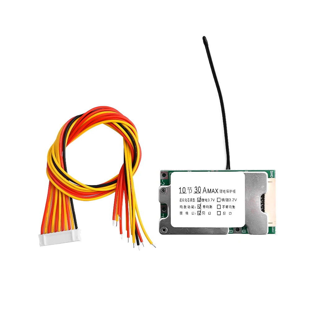 10S 30A 18650 Lithium Battery Charging Protection Board Same Port Equalization Battery Management System Temperature Control