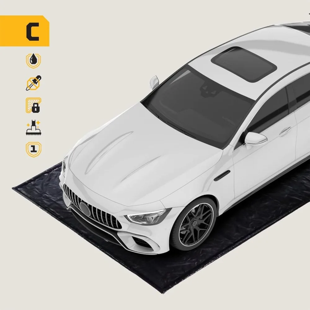 Kompakte, robuste Garagen-Bodenmatte für Fahrzeuge, 7'9 x 16', Schutzmatte mit großer Abdeckung