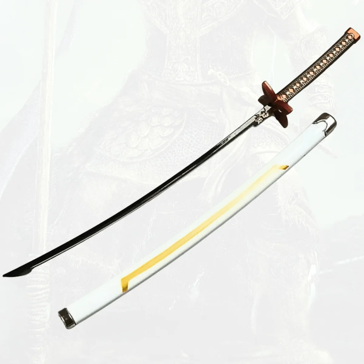 9.8inch Demon Slayer Kochou Shinobu Metal Katana Sword Original Samurai Sabre Ninja Katana Sabre Cosplay Accessories Prop Toy