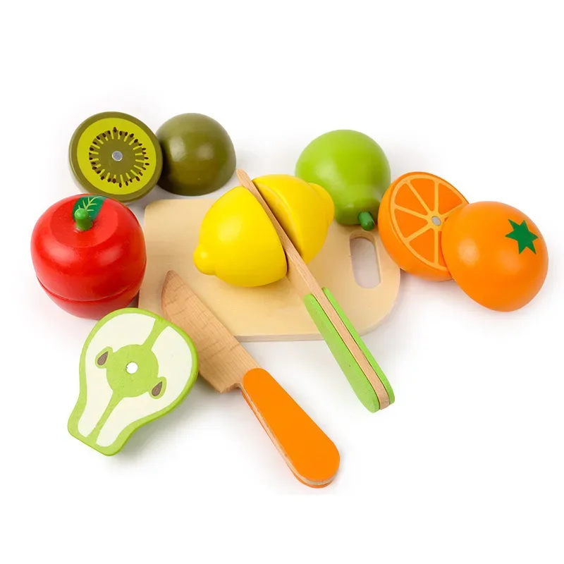 Coupe en bois fruits légumes nourriture semblant Simulation cuisine jeu de rôle Montessori jouets d'éducation précoce pour les enfants