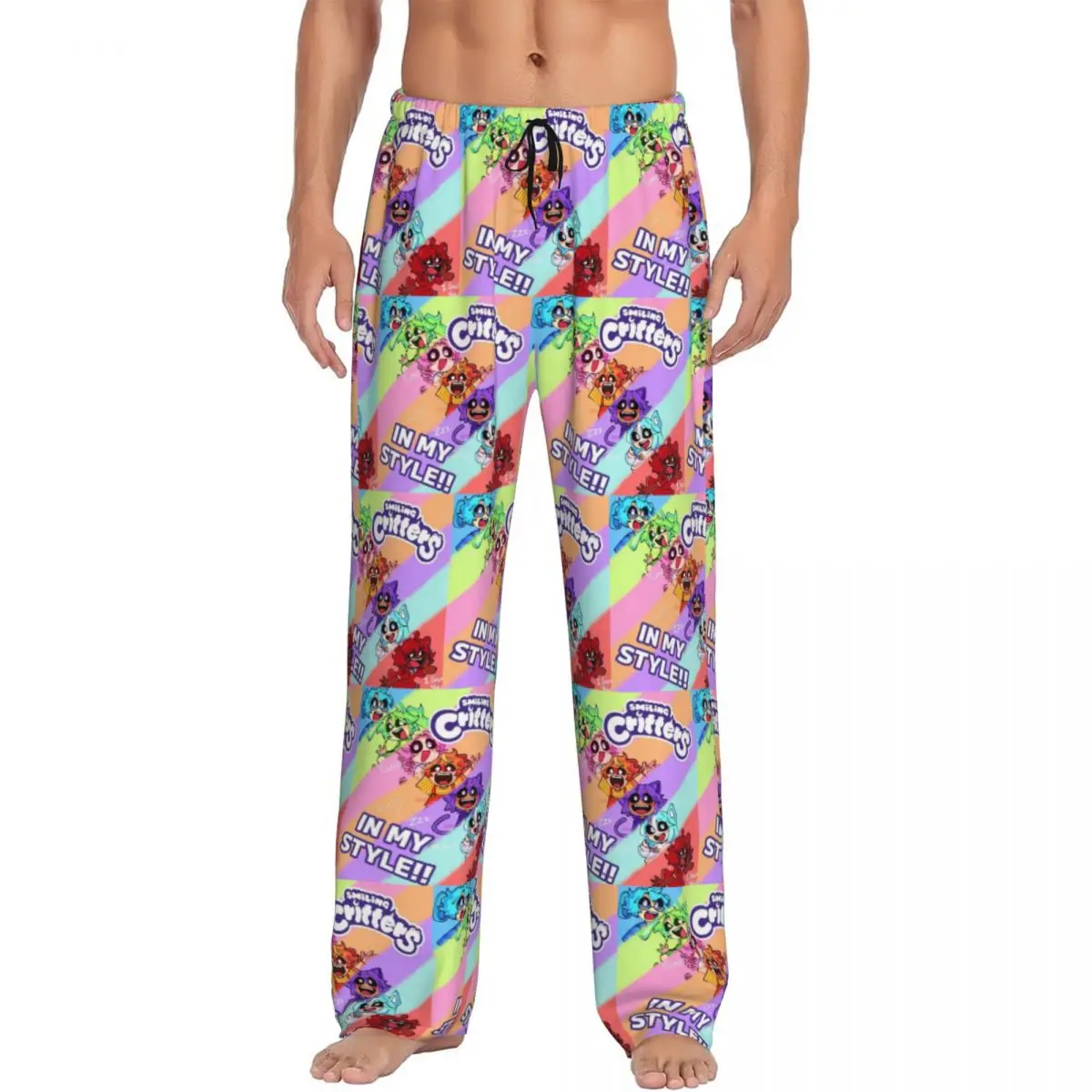 Custom Smilings Critters Animes Cartoons Pajama Pants Sleepwear for Men Elastic Waistband Sleep Lounge Bottoms with Pockets