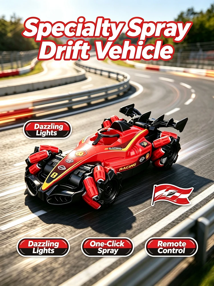 Remote Control Stunt Car LED Dazzling Light One Click Spray RC Drift Racing Vehicle 4WD All Terrain Off Road Race Car