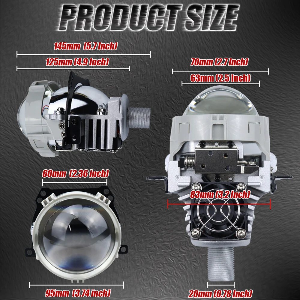 ثنائية جهاز عرض LED العدسات المصابيح الأمامية H7/H4/9005/9006 LED سيارة ضوء للدراجات النارية سيارة صغيرة لمبة 5570 CSP التحديثية 90 واط 2.5 بوصة #6