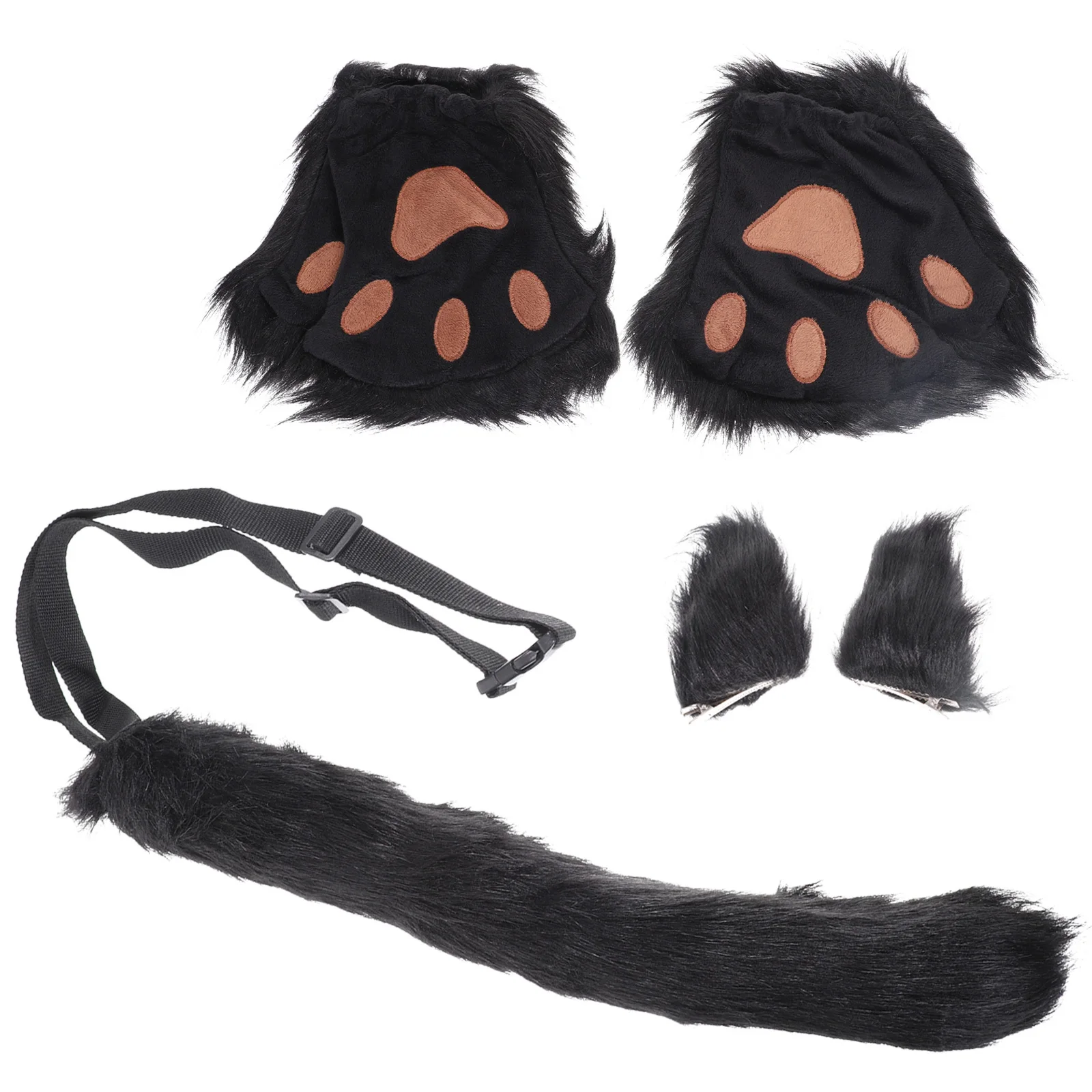 1 مجموعة آذان الحيوان الذيل مجموعة تأثيري حلي اكسسوارات هالوين حزب مهرجان خلع الملابس ديكور قابل للتعديل الكفوف قفازات كيت #2