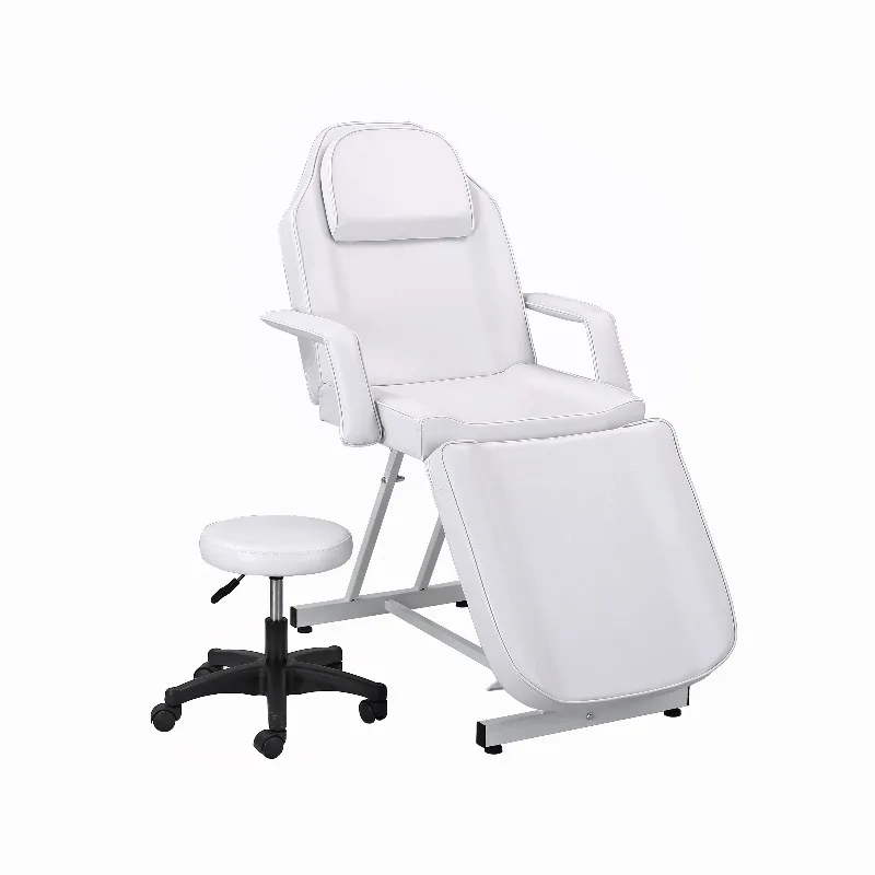 High Strength White Synthetic Leather Contemporary Design Foldable Massage Table Beauty Bed for Salon-Easy Clean Commercial Use