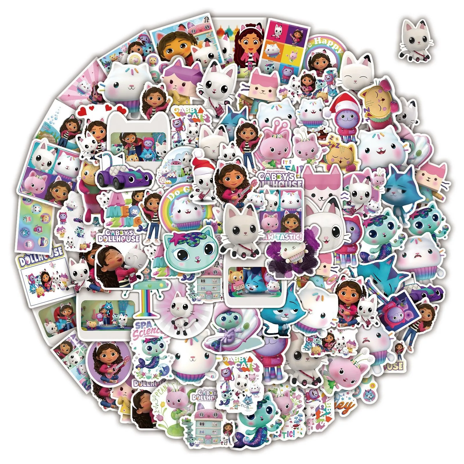 100Pcs Gabby\'s Dollhouse Stickers For Suitcase Skateboard Laptop Luggage Fridge Phone Car Styling Sticker