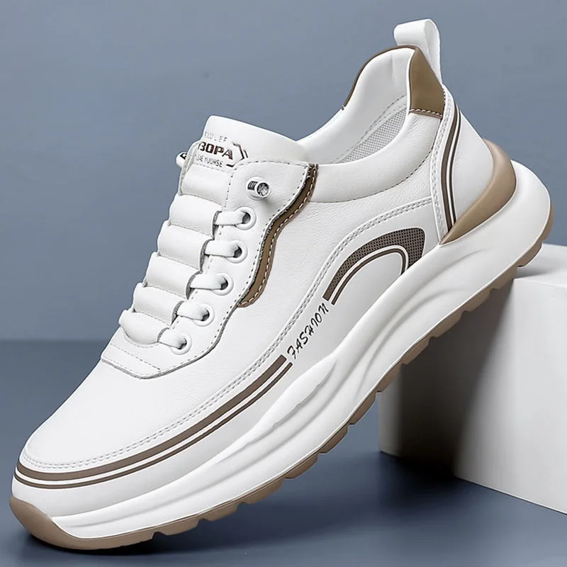 

New Spring Casual Men's Shoes Leather Soft-soled Sneakers Breathable White Sneakers for Young People Bestseller Men's Sneaker