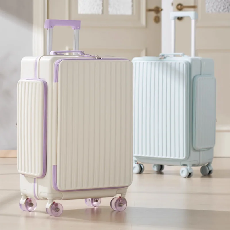 

Чемодан с передним открытием для мужчин и женщин, многофункциональный дорожный чемодан с боковым открытием, 20-26 дюймов, ручная кладь с паролем