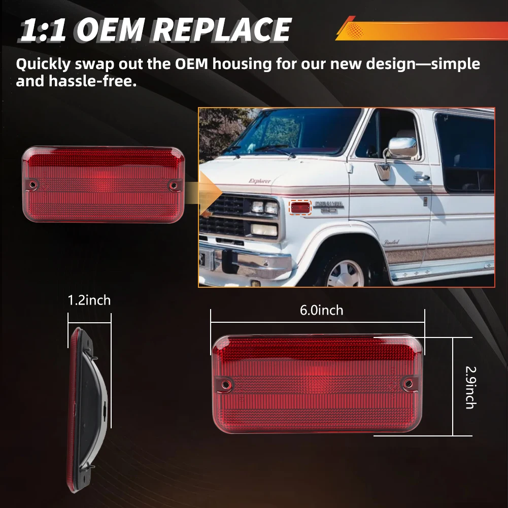 2PCS Front OR Rear side marker light Fender Turn Signal Lights for Chevy C/K C10/20/30 GMC van G10 G20 G30 G1500 G2500 G3500
