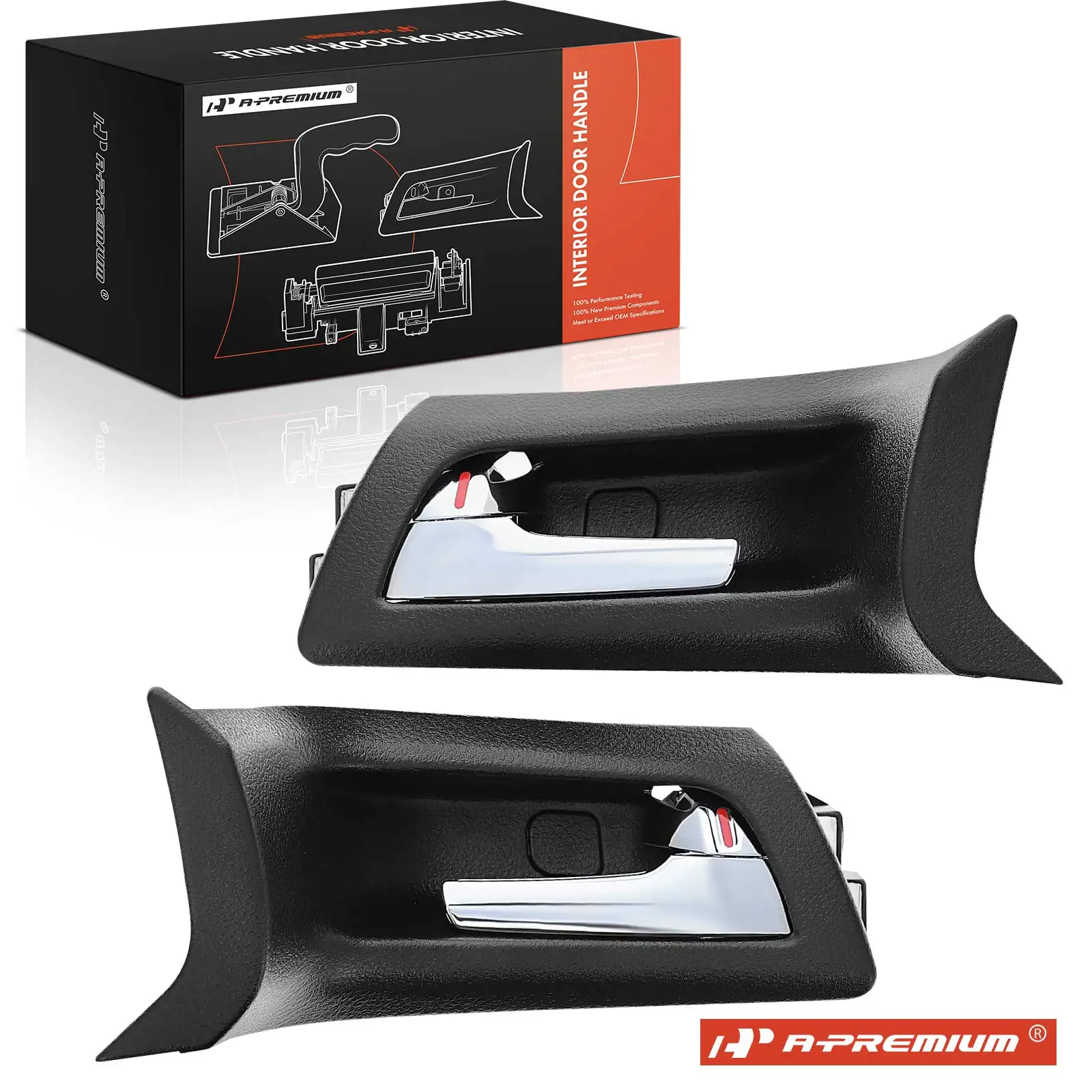 A-Premium Front Driver & Passenger Side Chrome & Black Interior Door Handle for Pontiac G8 2008-2009