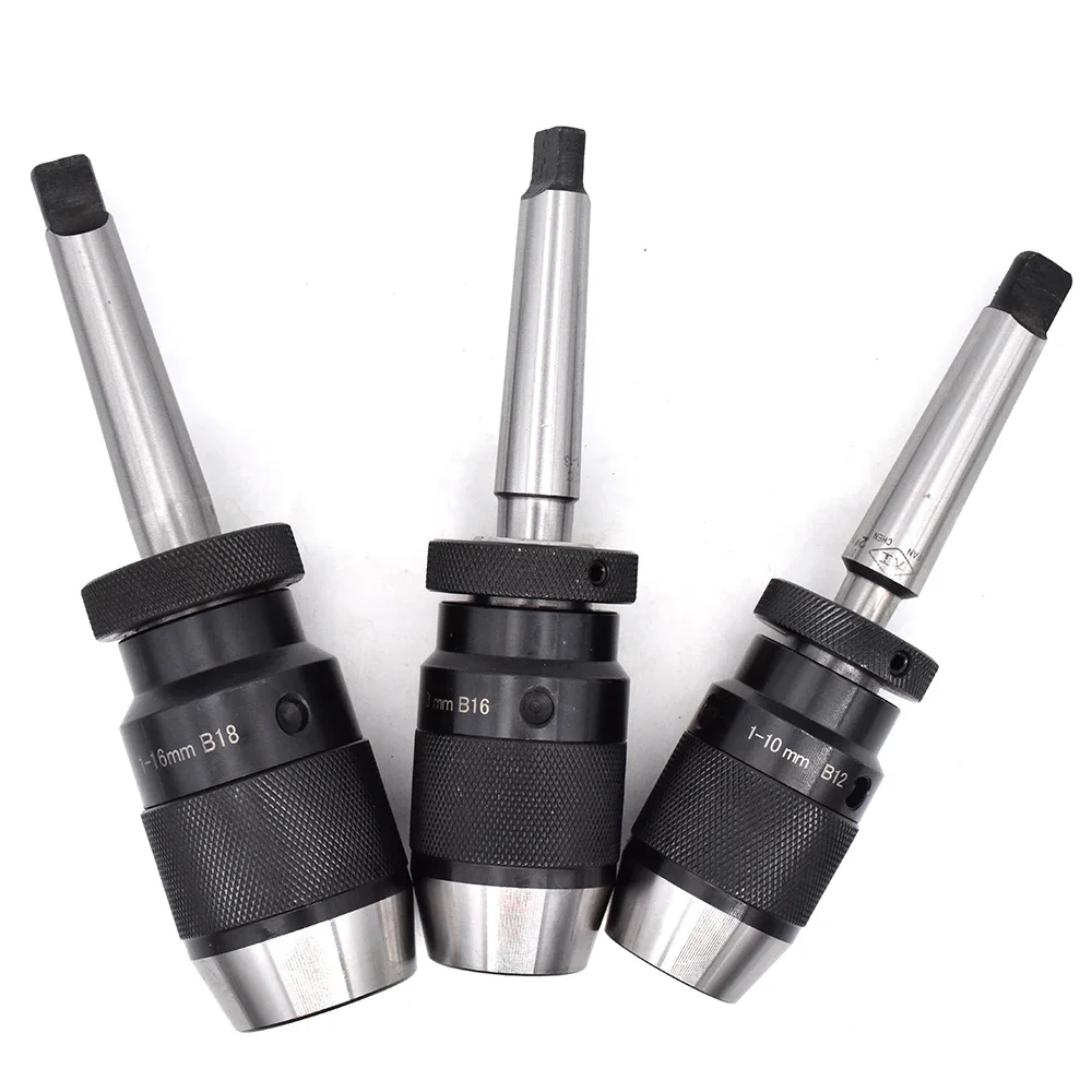 Keyless Drill Chuck B10 B12 B16 B18 tapper chuck Self Tightening tool  MT2 MT3 MT4 R8 C12for drilling machine