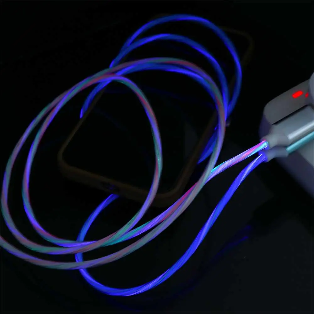 

1M Type C Data Line Fast Charging Luminous LED light Charge Wire Glowing Cable Mobile Phone Charging Cables Type C Data Cord