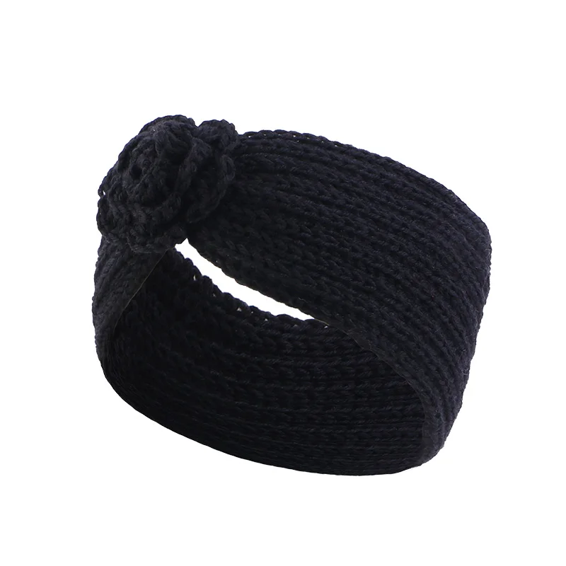 Women Flower Knitted Headbands Autumn Winter Crochet Head Wrap Wide Woolen Turban Bandana Ear Warmer Hair Accessories