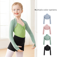 Girls Modal Ballet Shrug Kids Long Sleeve Dance Shawl Tops Open Front Athletic Bolero Cardigan for Leotards, Kids Skating Shrug