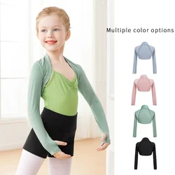 Girls Modal Ballet Shrug Kids Long Sleeve Dance Shawl Tops Open Front Athletic Bolero Cardigan for Leotards, Kids Skating Shrug