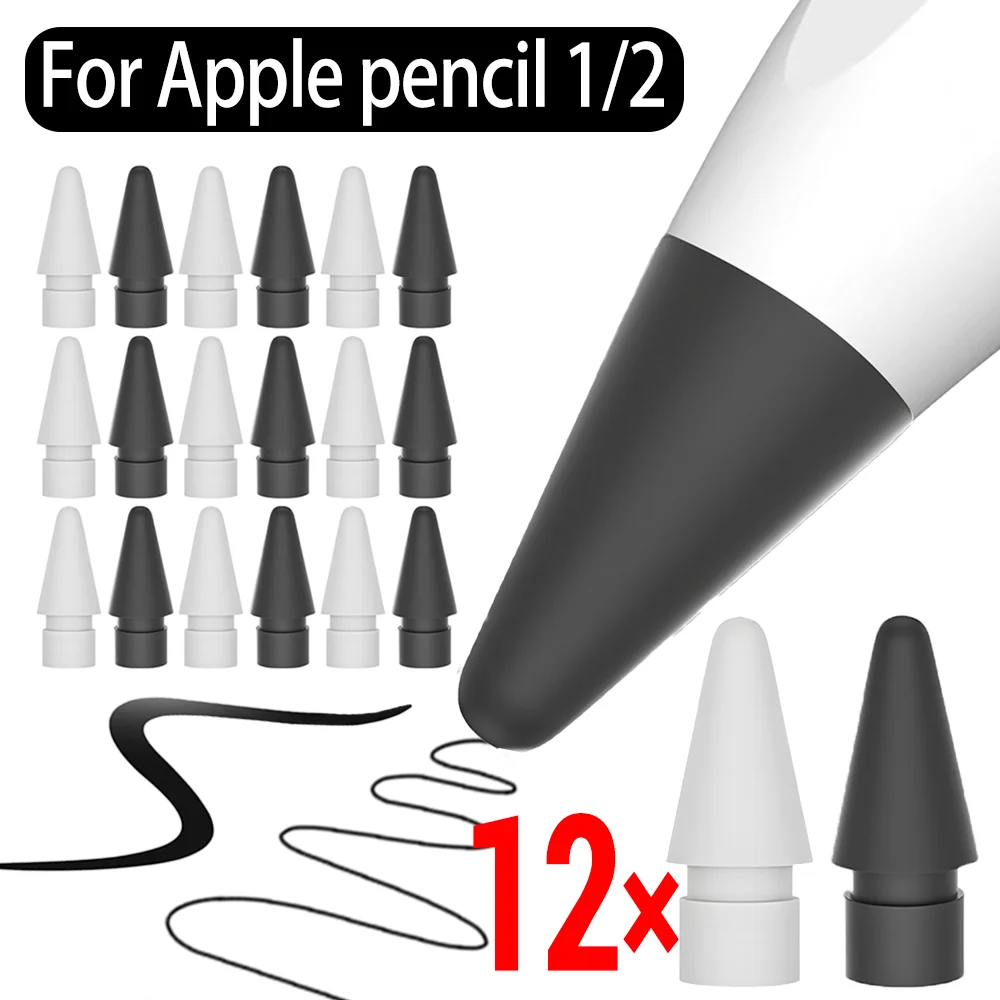 

6/12 шт. сменный наконечник карандаша для Apple Pencil 1-го/2-го поколения, наконечники IPencil, гладкое запасное тонкое наконечник для IPad Pro Pencil 1/2