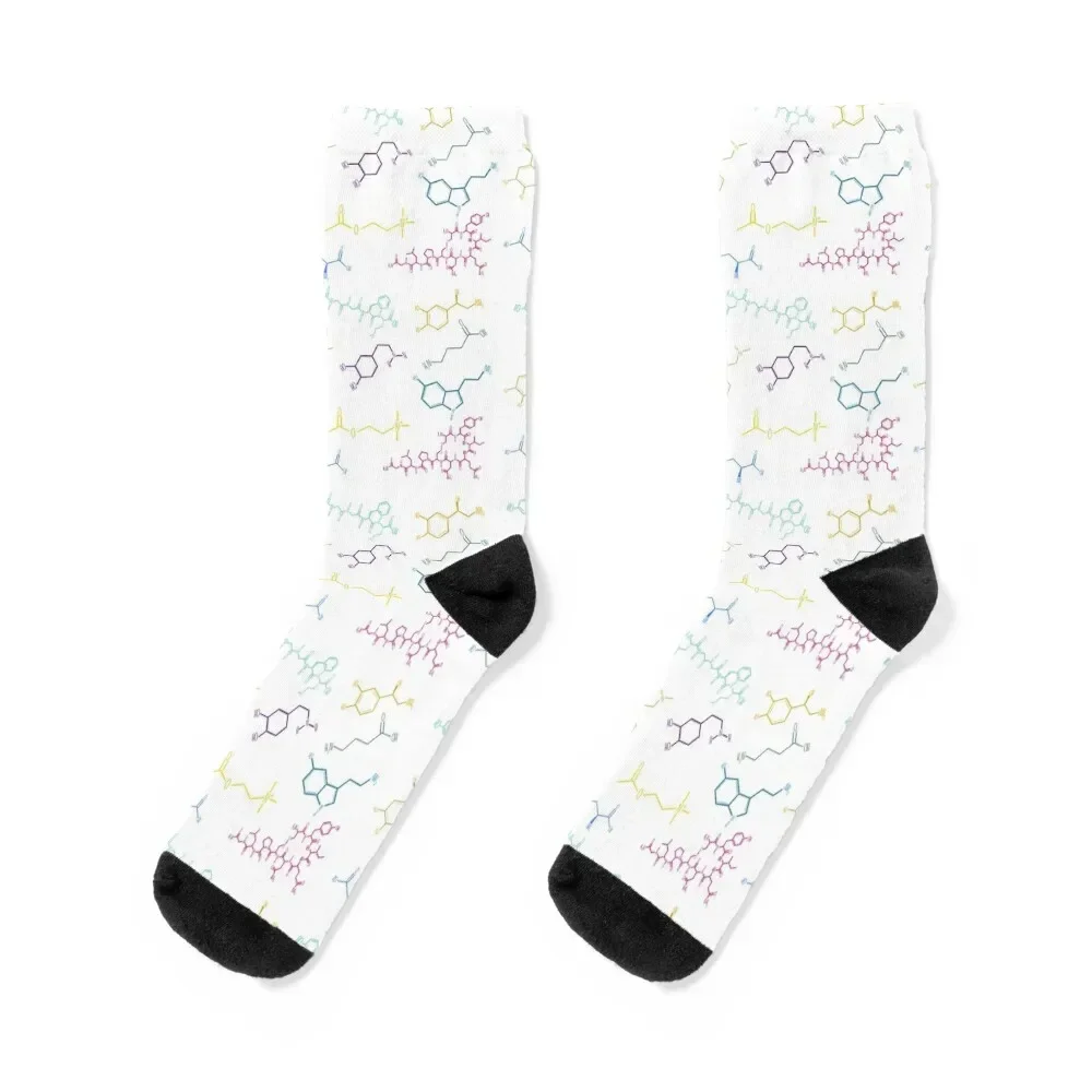 Neurotransmitters Pattern Happy Chemicals Socks cycling bright garter fashionable crazy Socks For Men Women's