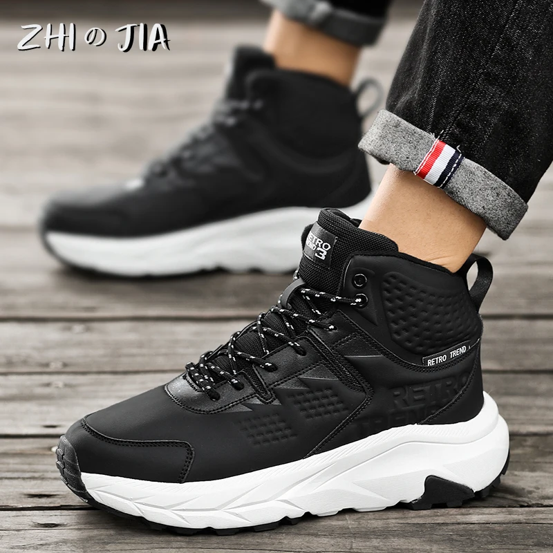 Autumn and Winter New High Top Warm Basketball Shoes Men's Outdoor Anti Slip Mountaineering Footwear Couple Casual Sneaker 36-45