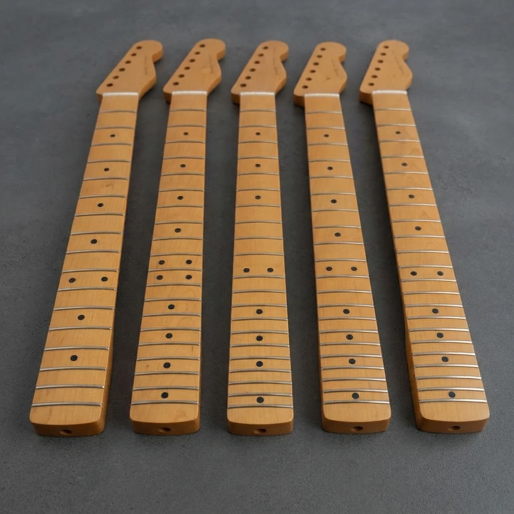 One Piece TL Guitar Neck, 1957 Vintage Style, 21 Frets, Gloss Finish, 56mm Heel, Adjustable Truss Rod for DIY Guitar Projects
