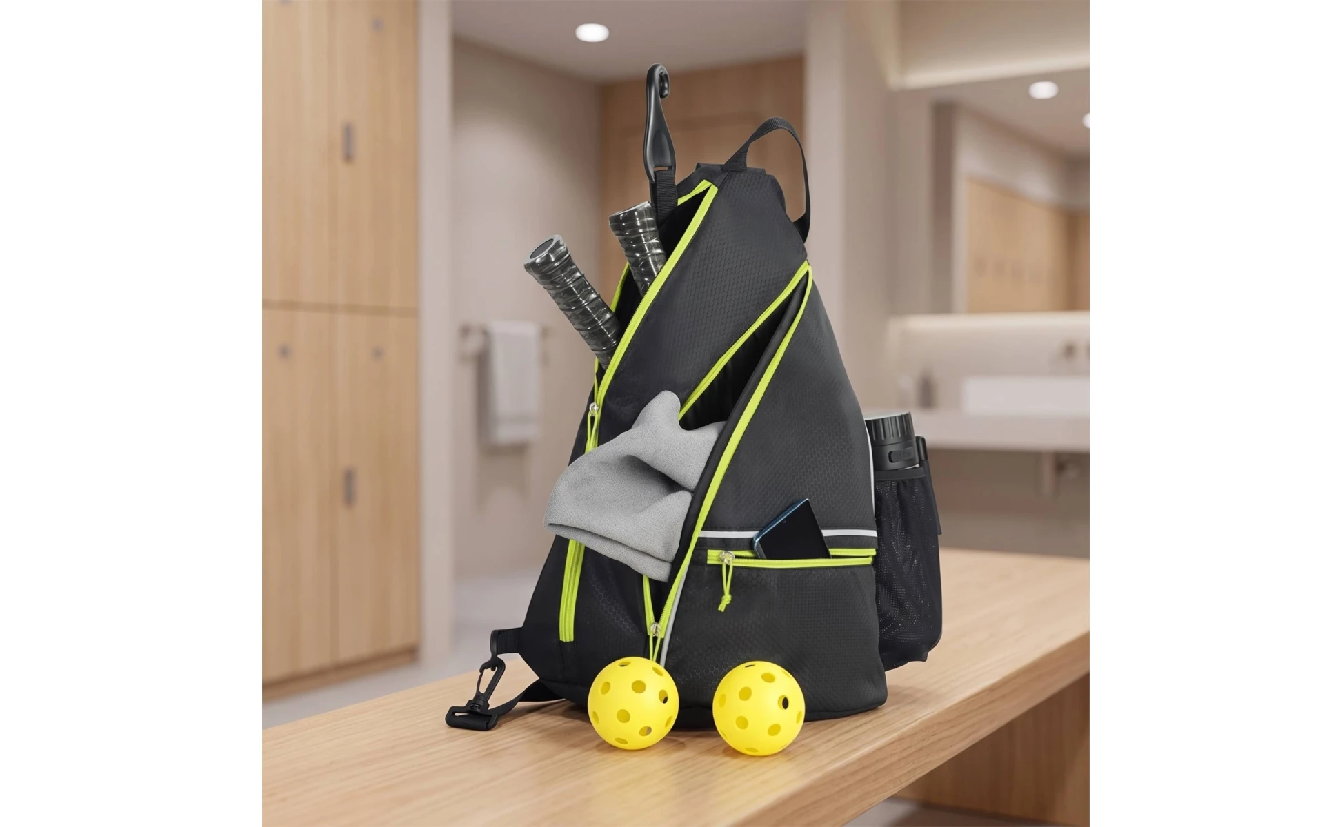 Pickleball Backpack Padded Pickleball Bag with Fence Hook Racket Sling Bag Lightweight Water-Resistant for Tennis Players