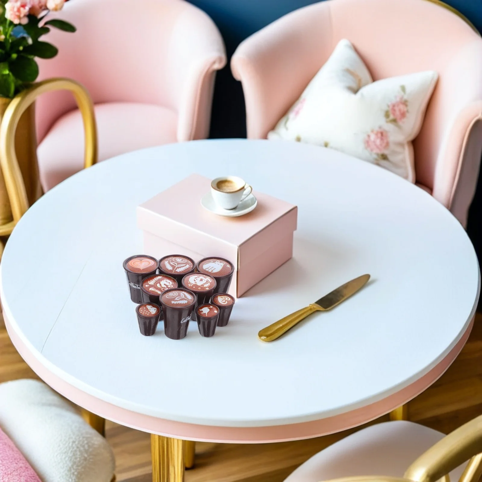 

90Pcs Mini Coffee Cups Sturdy Resin Material Japanese Aesthetic Detailed Latte Art Design for Micro Landscapes and DIY