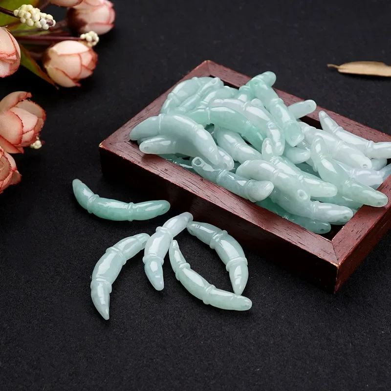 DIY Earrings Natural Jade Lotus Root Accessories Pendant ite A Grade  Necklace Carved Mascot Wealth Gift Women Jewelry