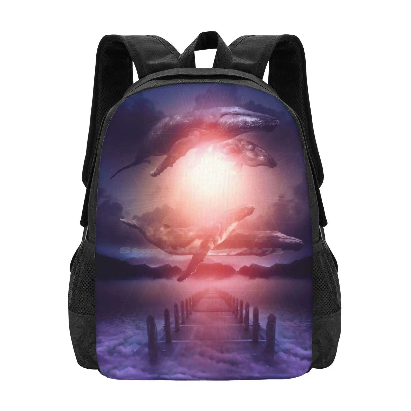 

Space Between Dreams And Reality School Bags For Teenage Girls Laptop Travel Bags Whales Surreal Floating Dreams State Whale