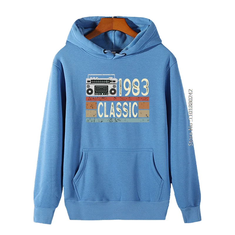 1983 Birthday Gifts Classic Birthday Radio Graphic Hooded Sweatshirts Thick Sweater Hoodie High Quality Men's Winter Clothes