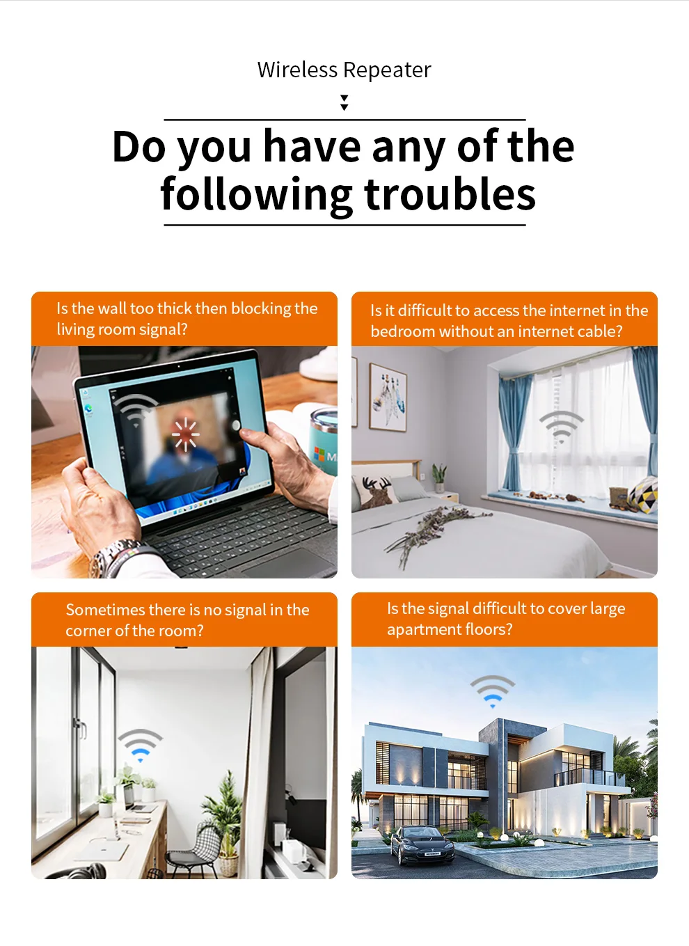 COMFAST 300Mbps WiFi 리피터 무선 신호 확장기 2.4G WiFi 증폭기 라우터 가정용 4 안테나 장거리 신호 부스터