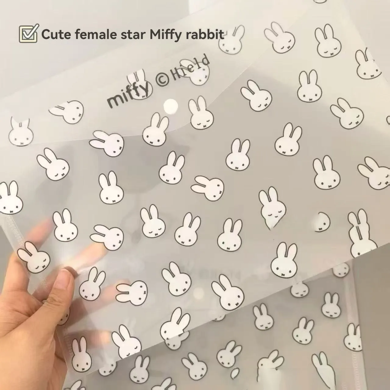 1/3 Stück süße Miffy A4-Aktentasche mit Druckknopf, großes Fassungsvermögen, wasserdichte, dicke Aufbewahrungstasche für Studenten, Markenware von Miffy – Detail 5