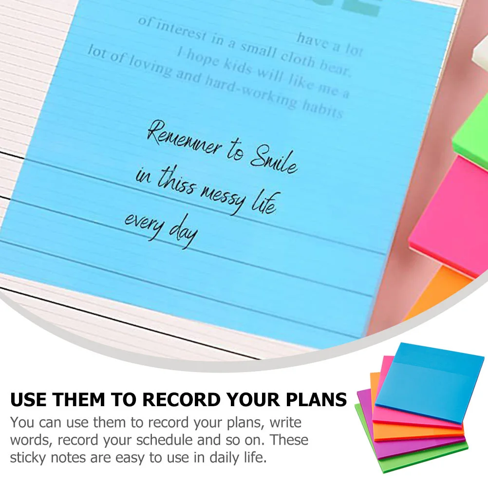 

5Pcs Color Sticky Memo Pads Lightweight Portable Notes for School Office Home Memo Stickers Practical Use
