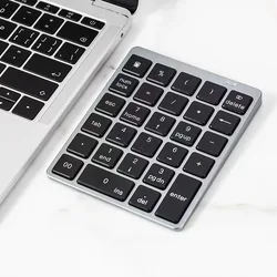 휴대용 무선 숫자 패드 블루투스 연결 숫자 키보드, PC/데스크탑/노트북용 충전식 28키 무선 미니 키패드