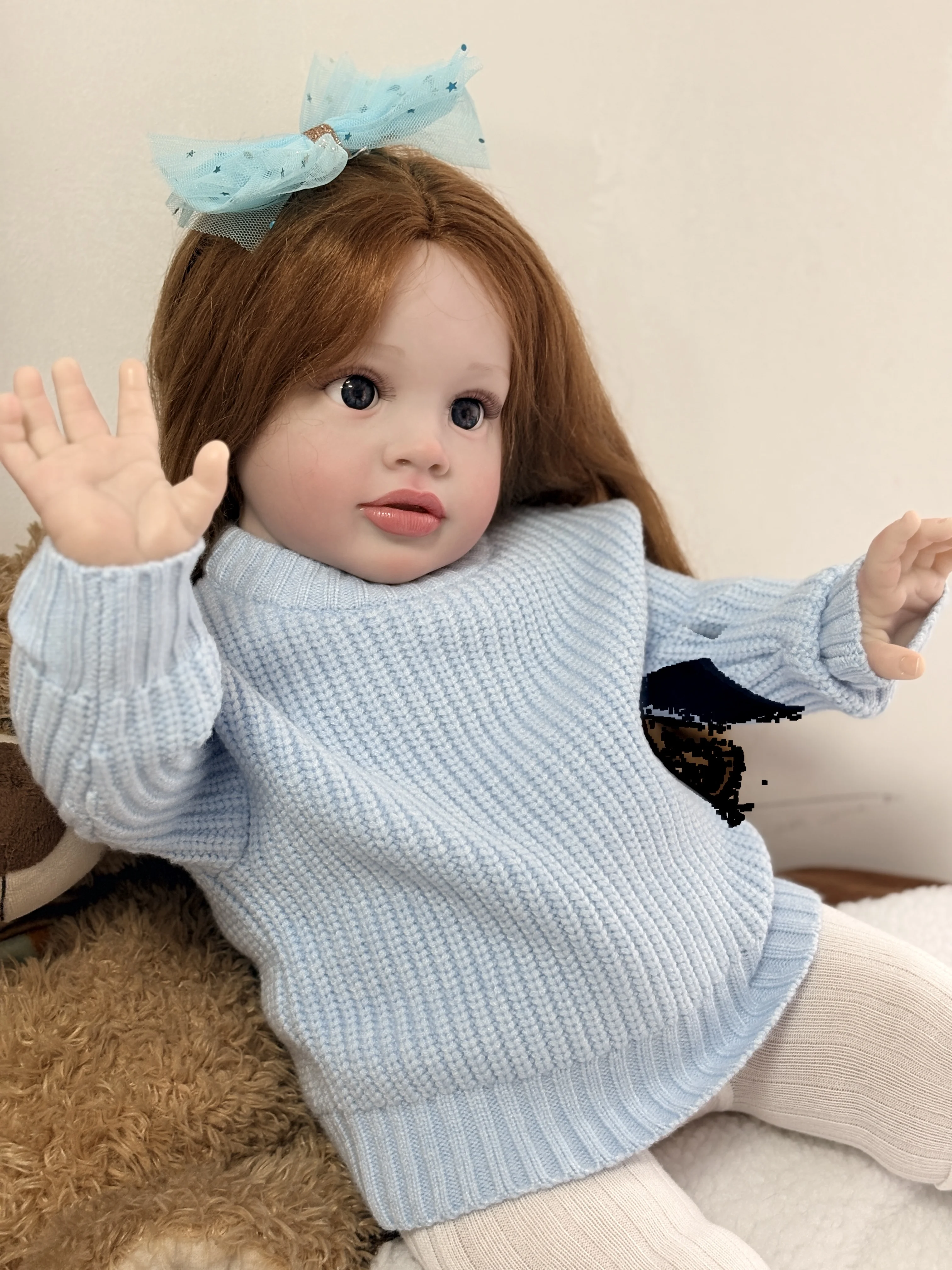 Real Looking Huge Size Toddler Girl Reborn Pippa 26Inch Realistic Lifelike 3D Painted Skin with Implantation Hair Baby Doll Gift