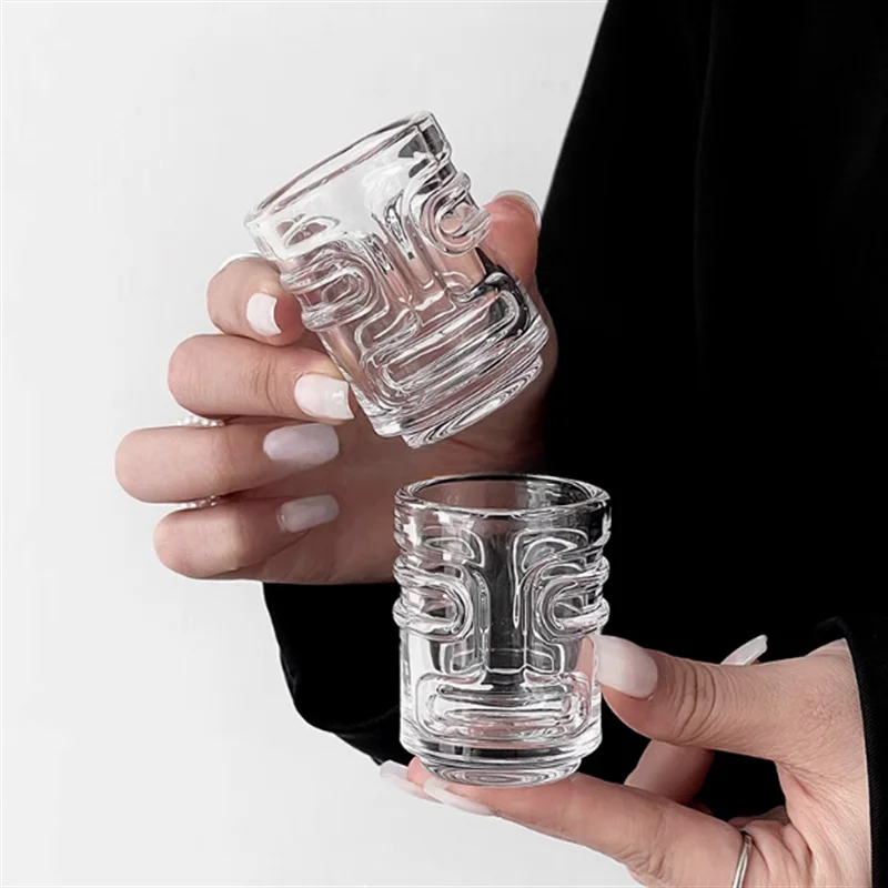 Copo de vidro havaiano tiki, mini copo de vidro sem chumbo para coquetel, tequila, vodka, chachaça, 50ml, acessórios para bar tiki