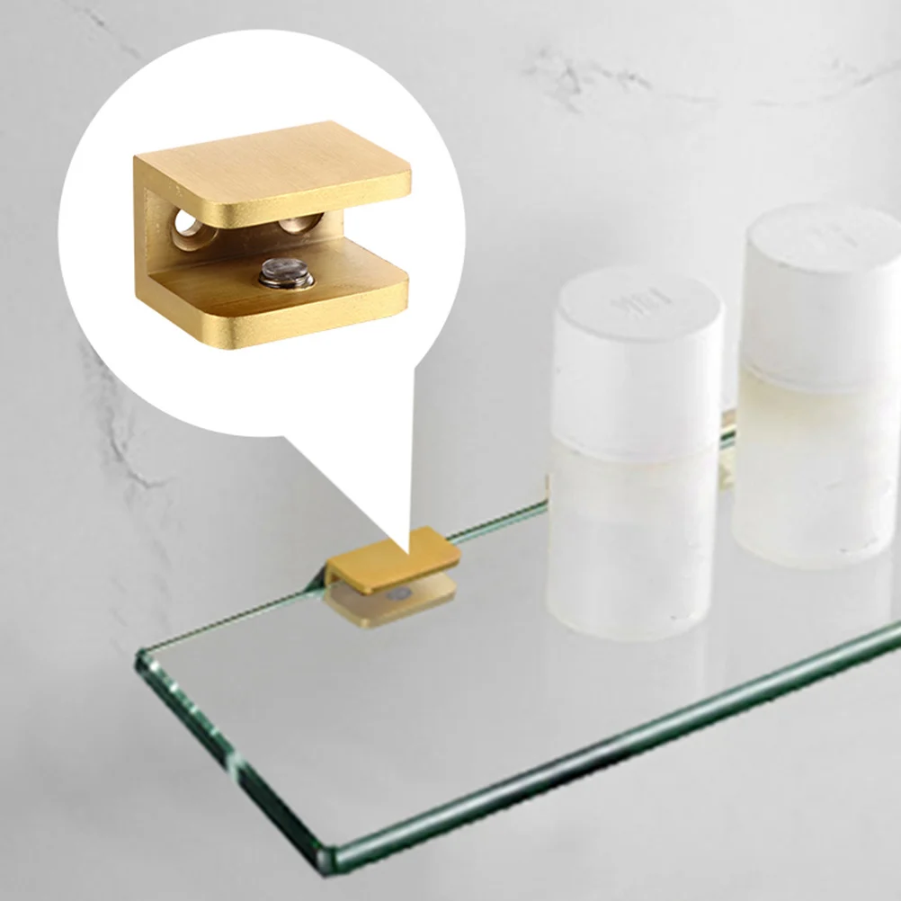 

Glass Shelf Clamp Copper Fixed Clamp Easy Install for Cabinets Garage Display Heavy Duty Shelf Support Clips Glass Mounting Clip