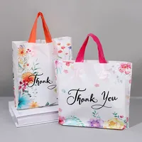 30Pcs Thank You Gift Bag Floral Design Plastic Tote Bags for Wedding Birthday Party Gift Packaging Thanksgiving Christmas