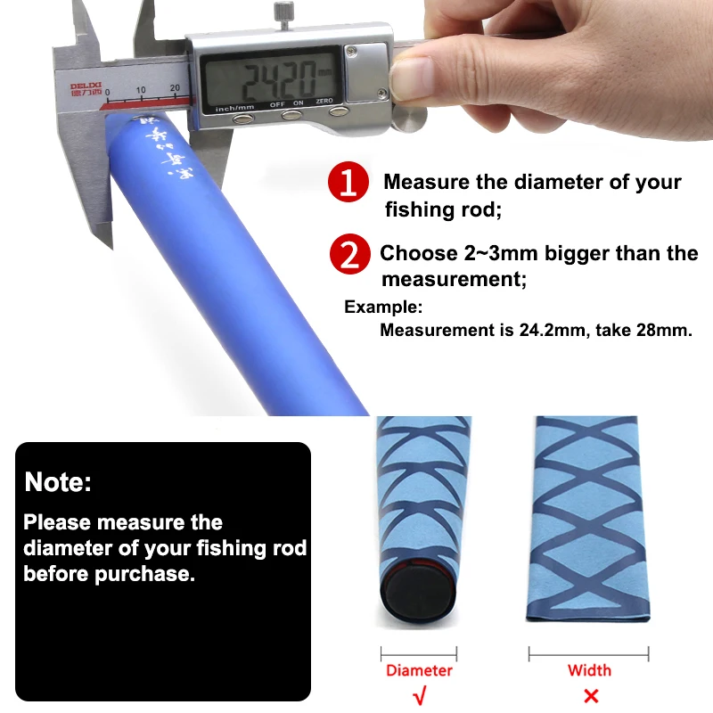 Black Anti-Slip Fishing Rod Heat Shrink Tube 2:1 Shrinkage ID 15mm - 60mm DIY Handle Protector Wrap Cover Case Polyolefin Sleeve