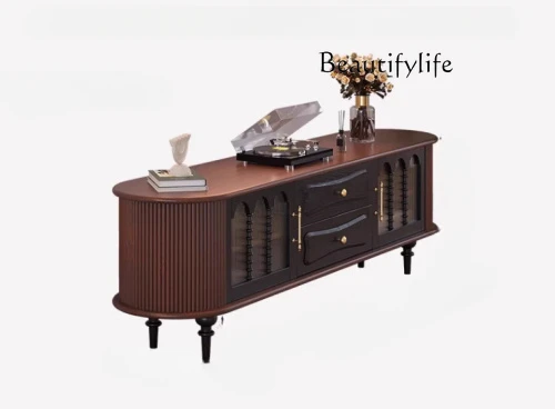 

French Solid Wood Retro Storage Decorative TV Cabinet Living Room Storage Cabinet Antique Furniture Curio Cabinet