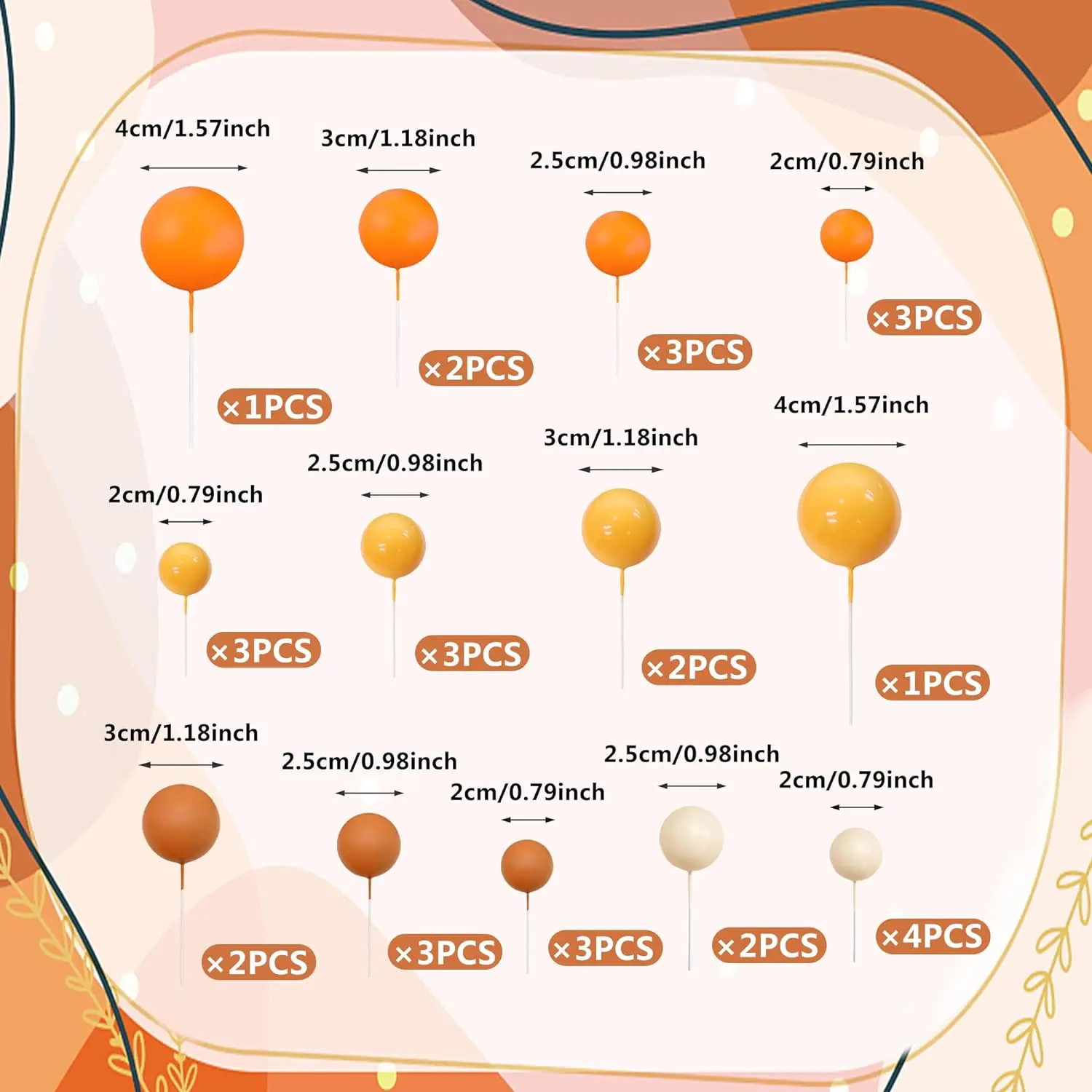32 Stück Ball kuchen Picks bunte kugelförmige Kuchen deckel Perlen kugeln Cupcake Kuchen einsatz Topper für Geburtstags feier Hochzeits dekor – Detail 33