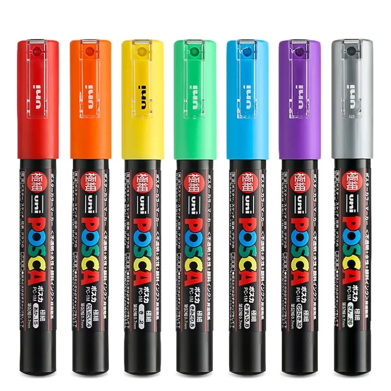 UNI PC 1M/3M/5M Posca Paint Marker Pen All Colors Water-based pen Japan Mitsubishi Stationery DIY Painting Graffiti Art Supplies