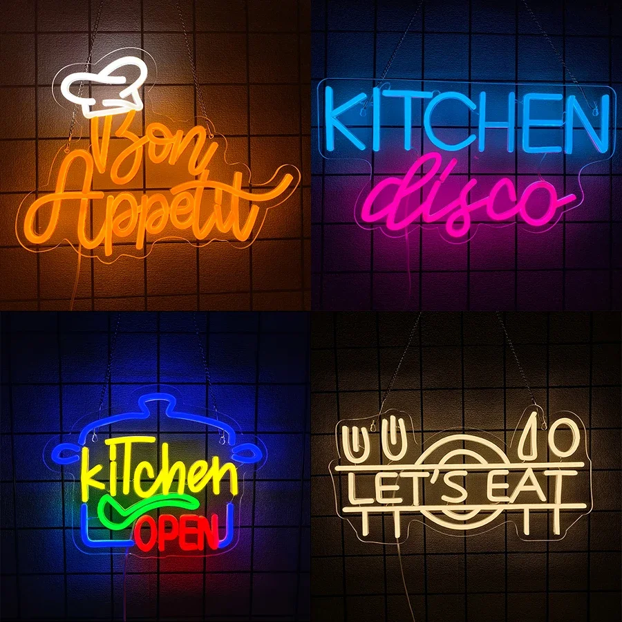 Letrero de neón gourmet para decoración de pared, letrero luminoso LED para restaurante, tienda de comida rápida, cocina, regalo de cumpleaños, decoración para la cueva del hombre