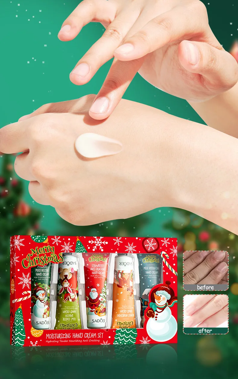 SADOER Christmas Gift Box Hand Cream Set Moisturizing Hydrating Anti Chapping Winter Skin Care Bulk Beauty Lotion Essentials