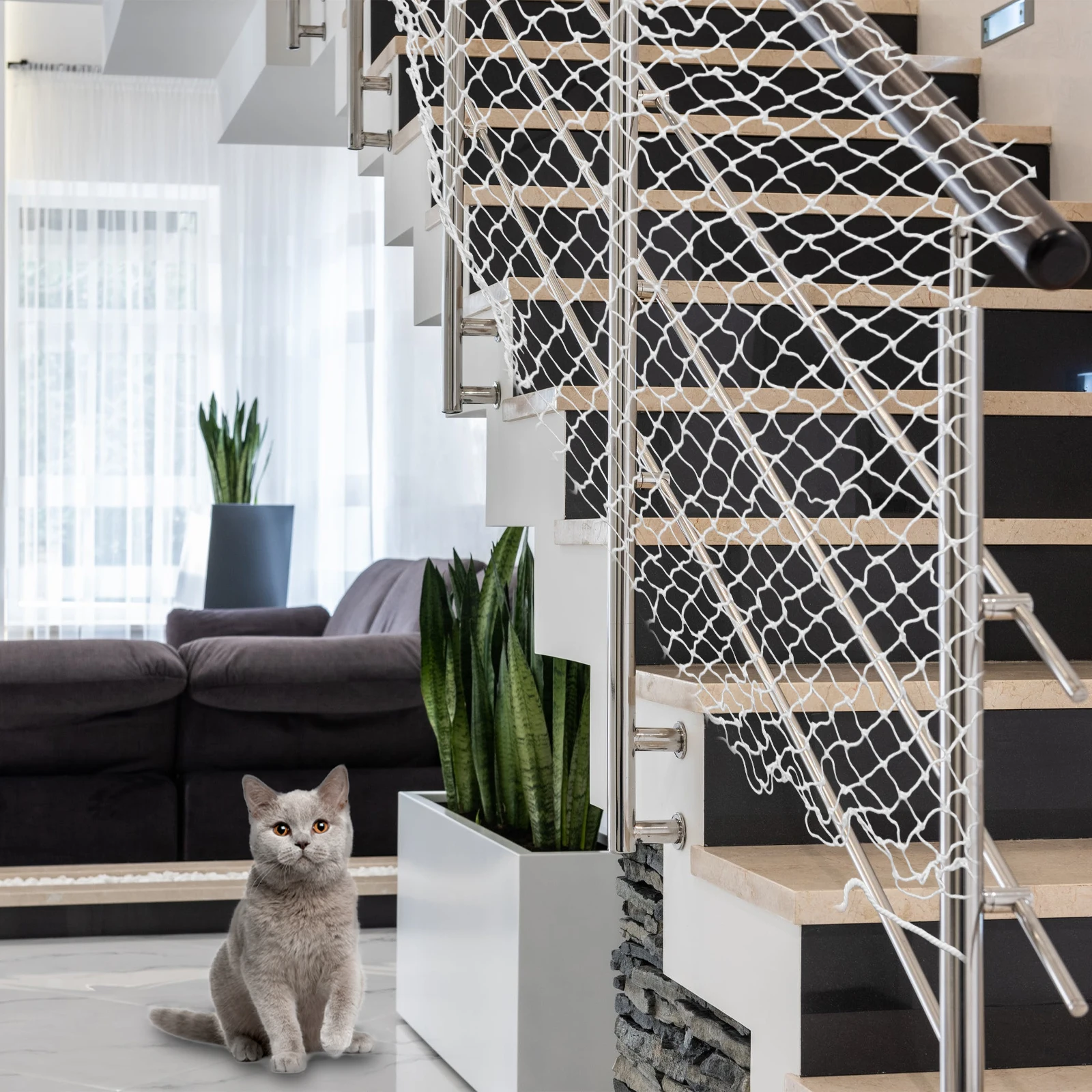 

1Pcs Balcony Protective Net White Tear-Resistant Nylon Pet Safety Anti-Falling Guard Safe Play Net for Cats Babies