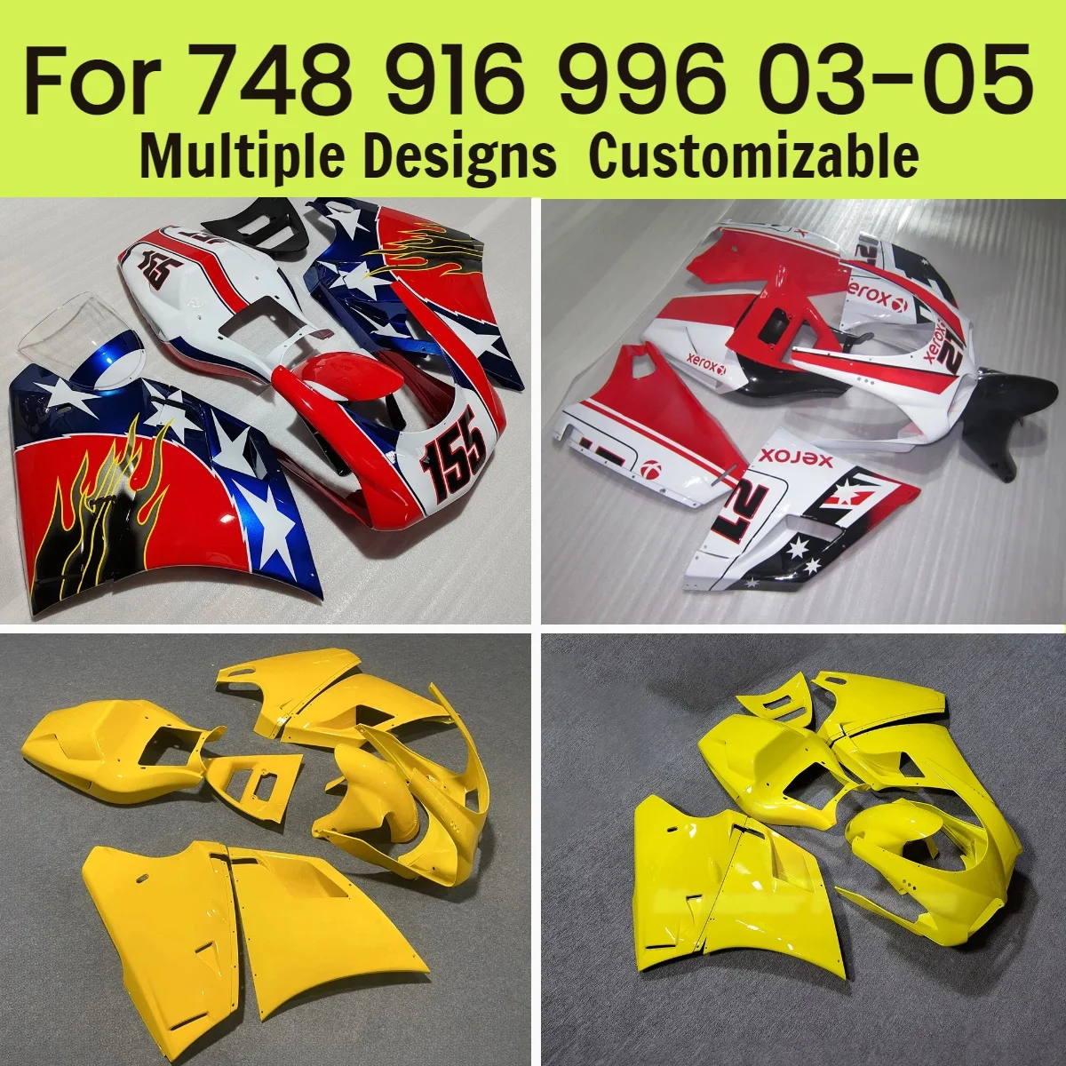 

Настраиваемые обтекатели для мотоциклов 748 916 2003 2004 2005, полный комплект обтекателей для DUCATI 996 03 04 05